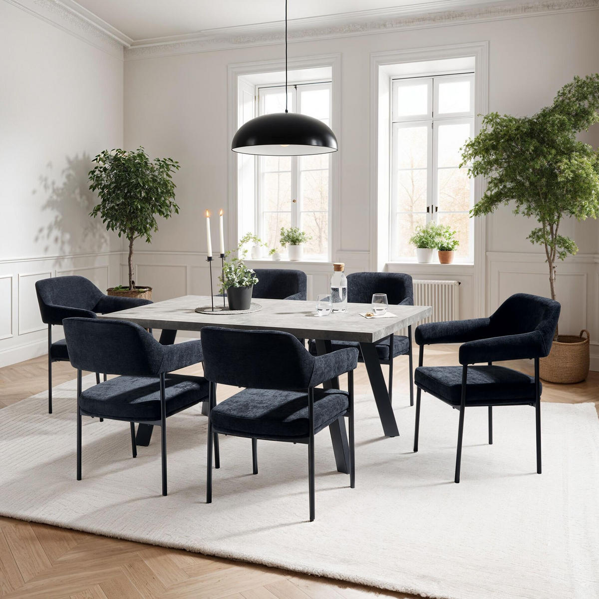 ARMLEHNSTUHL 6er Set Doé 58 x 62 x 85 cm Webstoff schwarz/schwarz - Schwarz, Textil (58/85/62cm) - tectake