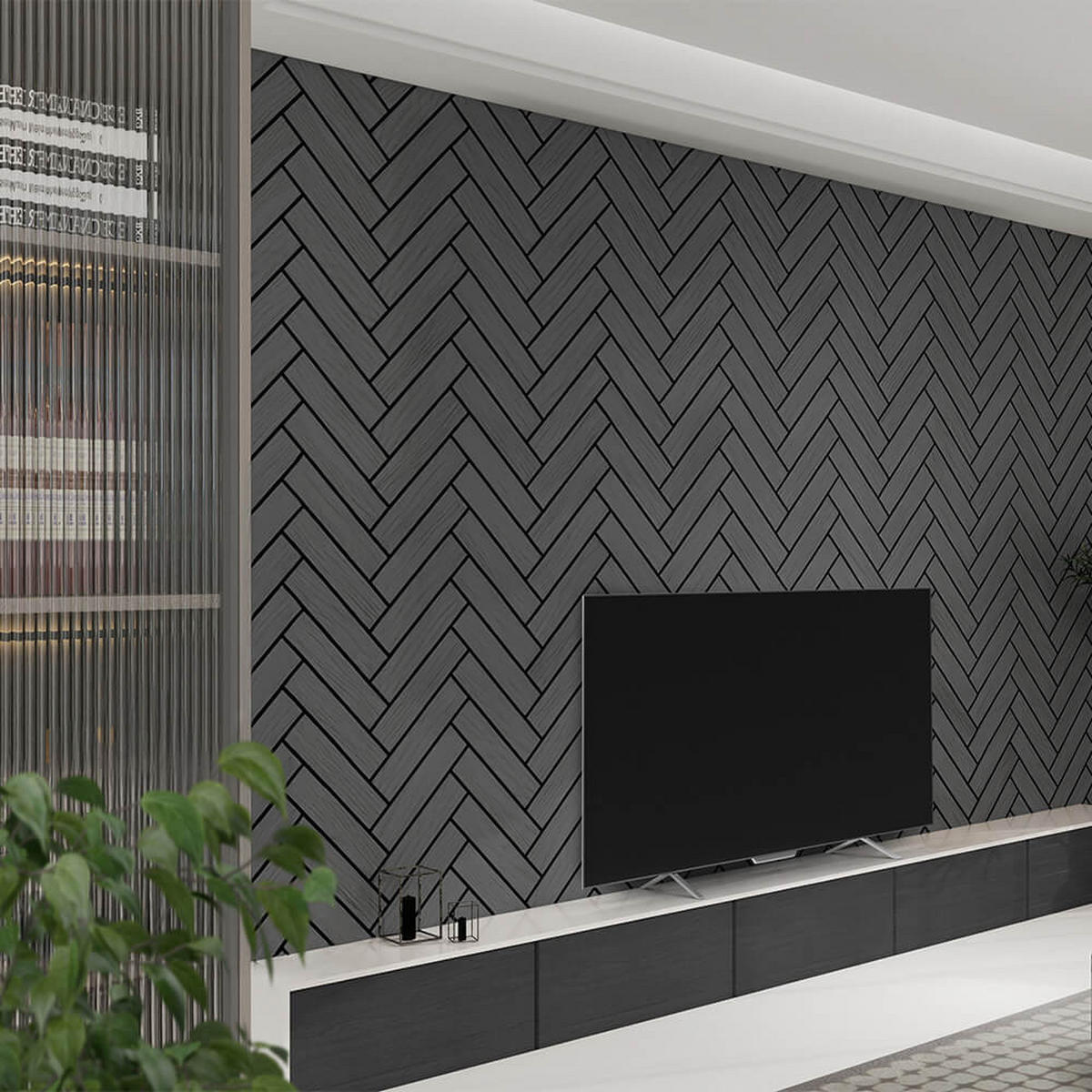 AKUSTIKPANEEL VEGA - Black Oak, 12 x Paneel - Schwarz, Holz/Textil (40.5/80/2.2cm) - Home Deluxe