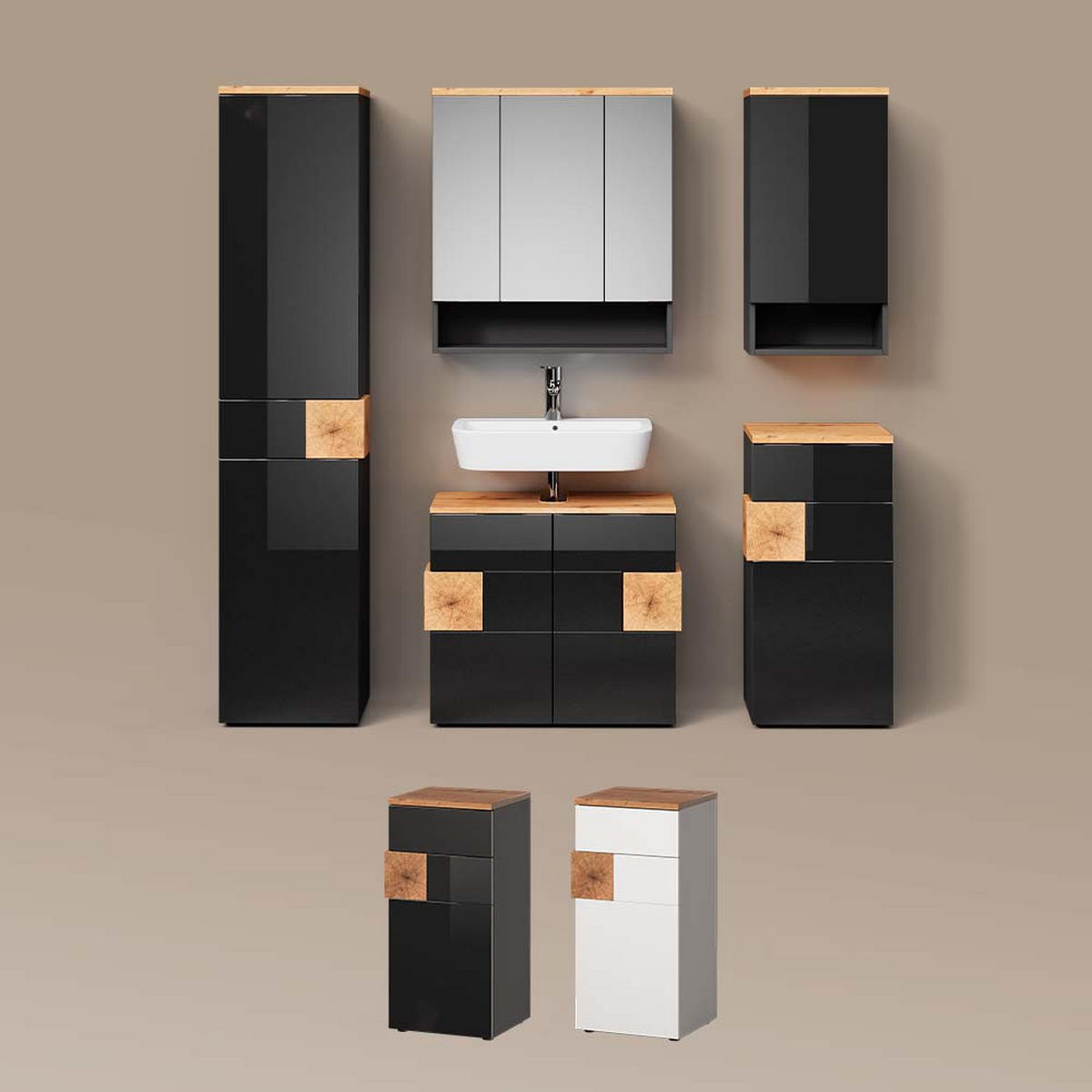 BADSCHRANK Tanaro Weiß 40 x 77.5 cm mit 4 Fächer - Weiß, Holzwerkstoff (40/77.5/27cm) - Livinity®