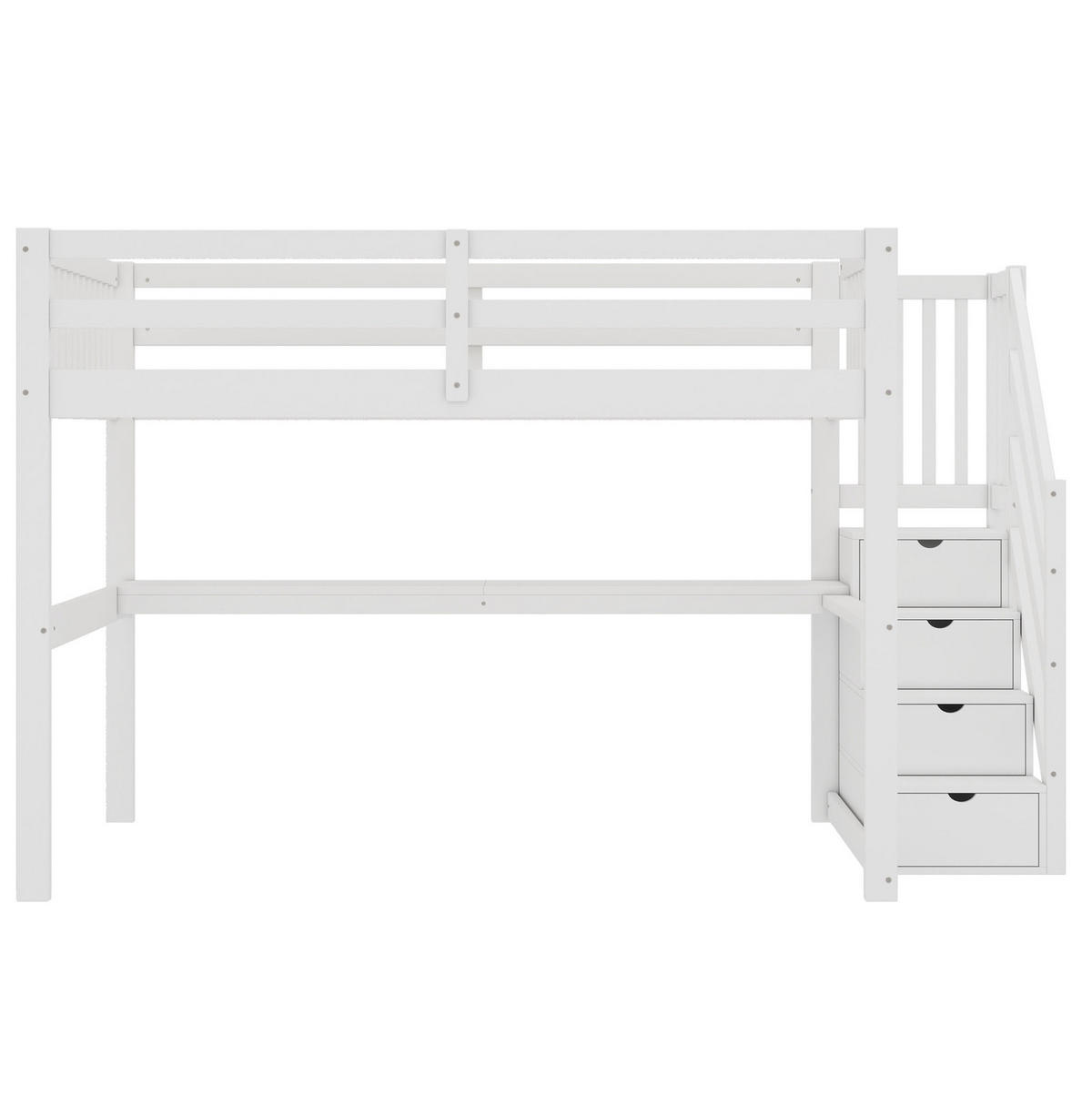 GORNJI krevet od borovine 140x200 cm bijela sa stolom i ladicama za odlaganje - bijela, drvni materijal (140/190cm) - Modfu