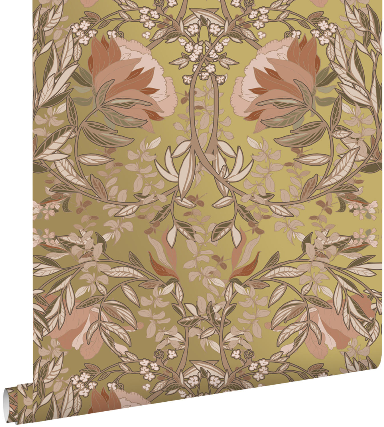 TAPETE Blumenmuster im Jugendstil 53 cm x 10.05 m - Goldfarben, Papier (53/1000cm) - ESTAhome