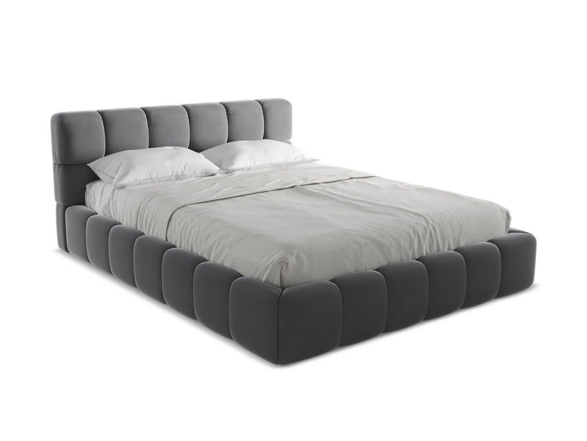 POLSTERBETT mit Bettkasten und Lattenrost 180x228 Grau - Dunkelgrau/Schwarz, Kunststoff/Textil (160/200cm) - Makamii