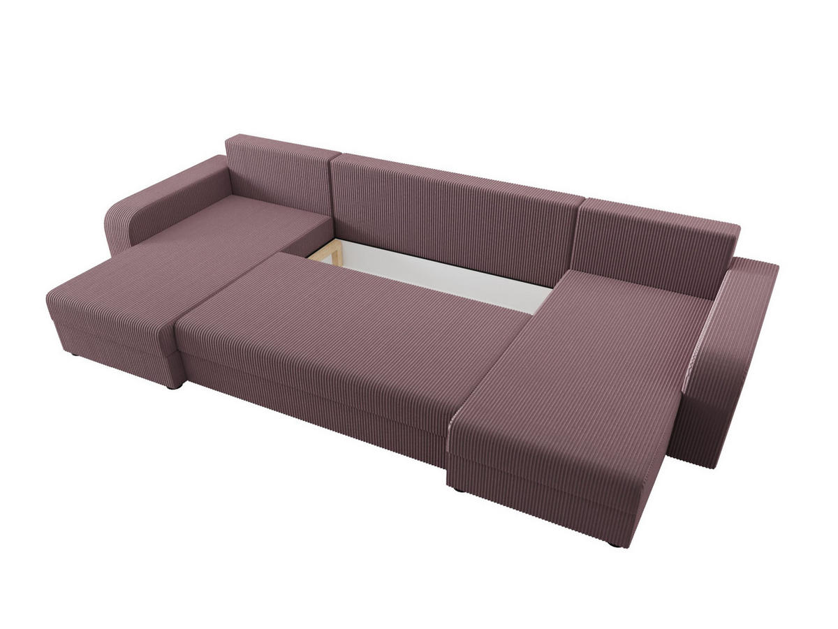 WOHNLANDSCHAFT HEWLET U BIS Zoom 17 mit Schlaffunktion - Dunkelrosa, Textil (305/90/140cm) - Bedante