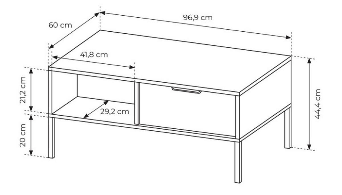 COUCHTISCH Anthrazit LARYSA H Mit Metallgestell 60x61x44.4 cm - Graphitfarben, Holzwerkstoff (61/60/44.4cm) - Sepro Meble