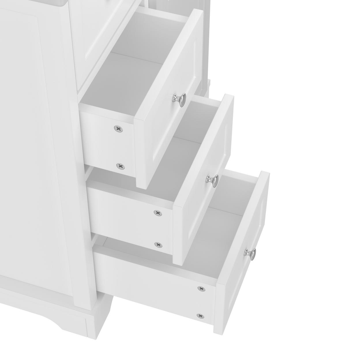 WASCHTISCHKOMBI 76x46x87 cm Weiß aus Keramik & Spanplatte mit 4 Schubladen - Weiß, Holzwerkstoff (76/87/46cm) - Modfu