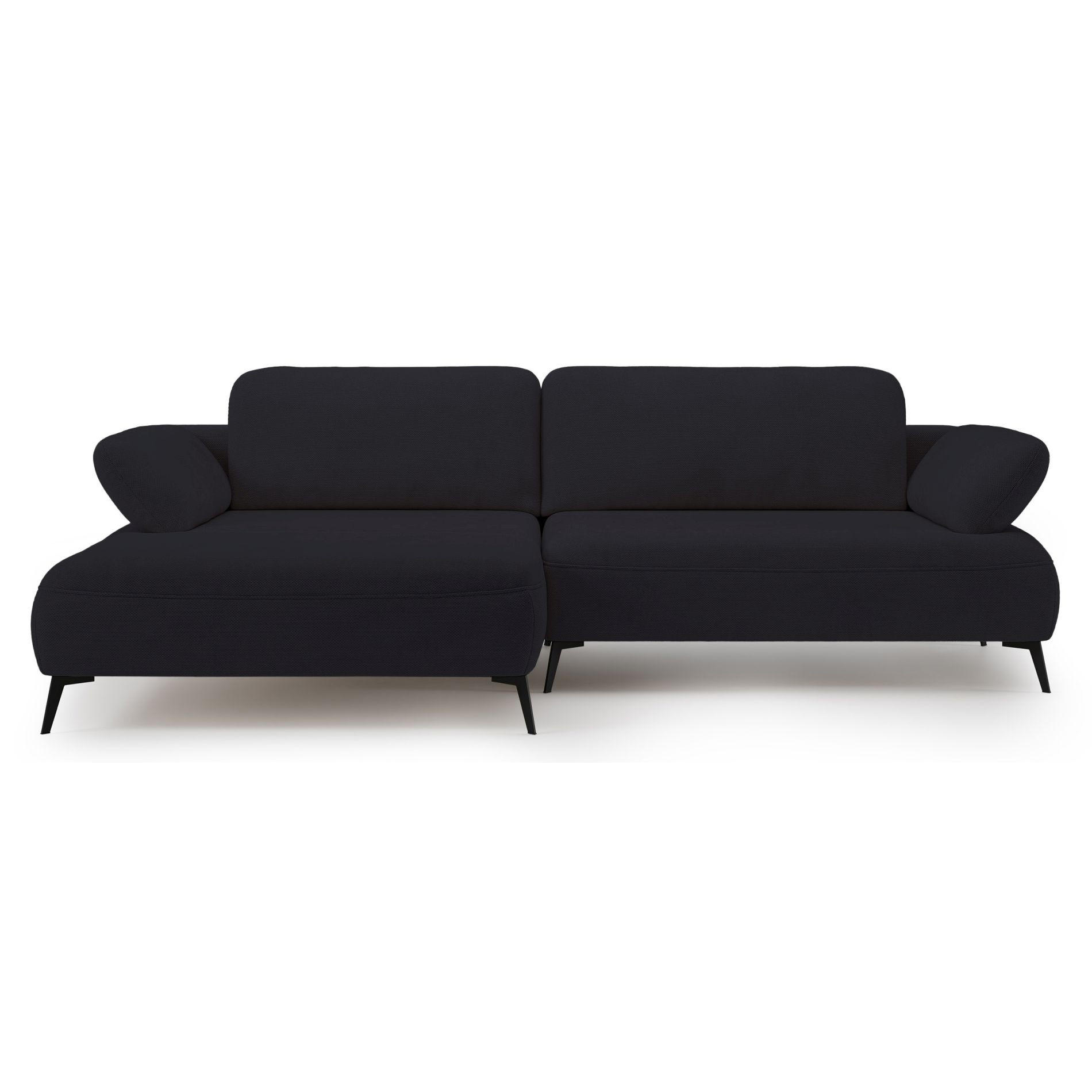 ECKSOFA Avolla Anthrazit links - Schwarz, Textil/Metall (284/186cm) - Selsey
