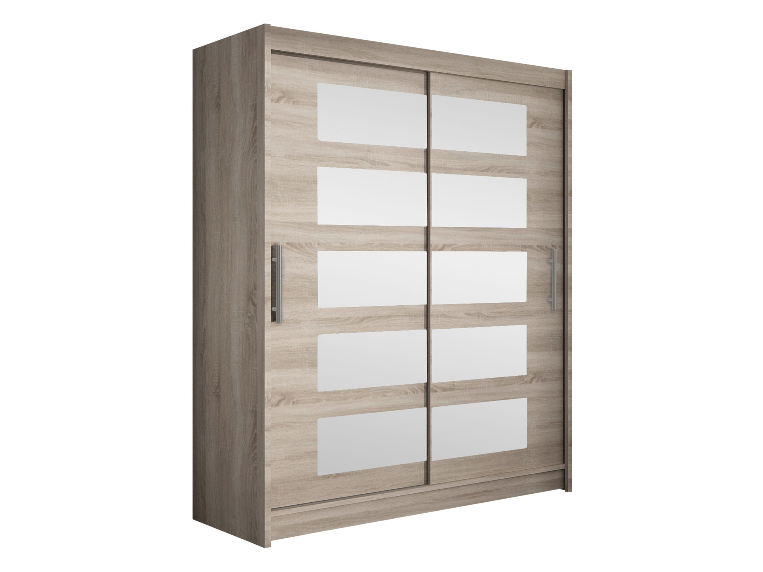 SCHWEBETÜRENSCHRANK Westa V - Silberfarben/Trüffeleichefarben, Holzwerkstoff/Metall (150/200/58cm) - MIRJAN24