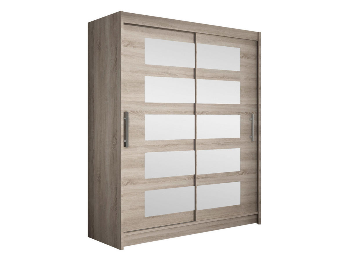 SCHWEBETÜRENSCHRANK Westa V - Silberfarben/Trüffeleichefarben, Holzwerkstoff/Metall (150/200/58cm) - MIRJAN24