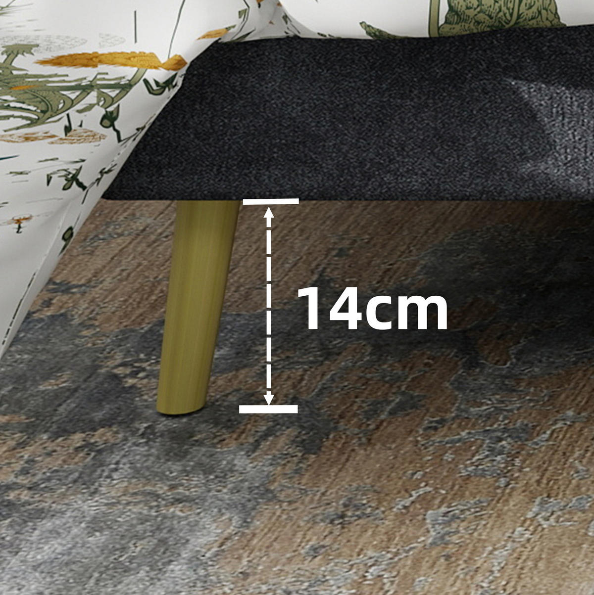 POLSTERBETT 140/200 cm grau aus Stoff und Metall mit gepolstertem Kopfteil - Grau, Textil (140/200cm) - OKWISH