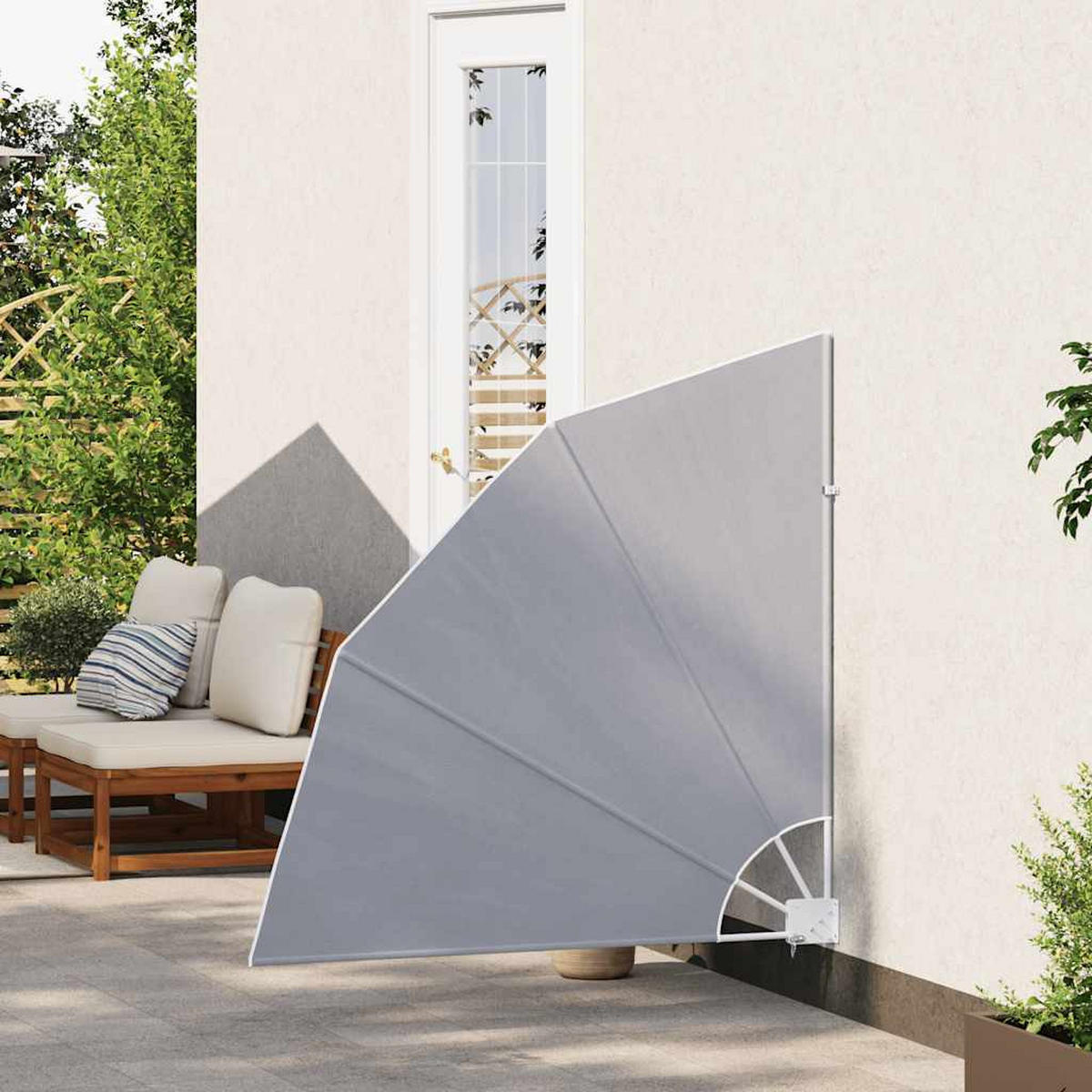 FALTBARER Balkonfächer Grau 140/140 Cm - Grau, Textil (140/140cm) - vidaXL