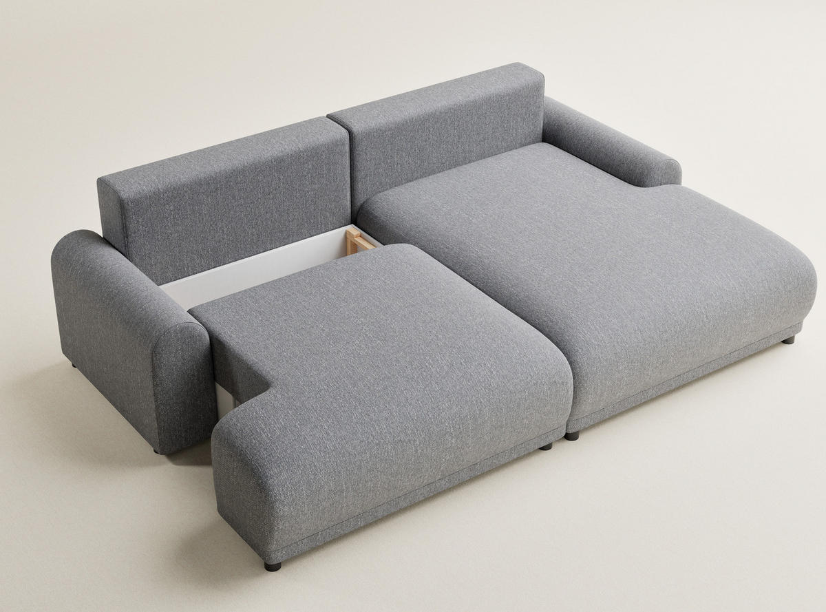 ECKSOFA MIT SCHLAFFUNKTION Tallin Grau Webstoff - Schwarz/Grau, Holz/Holzwerkstoff (240/145cm) - Maison de Reve