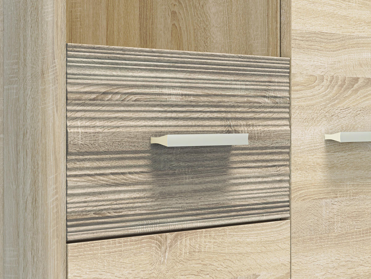 VITRINE Castel Sonoma Eiche hell / Sonoma Eiche Trüffel - Multicolor/Braun, Holz/Holzwerkstoff (85/201/43cm) - Feldmann-Wohnen