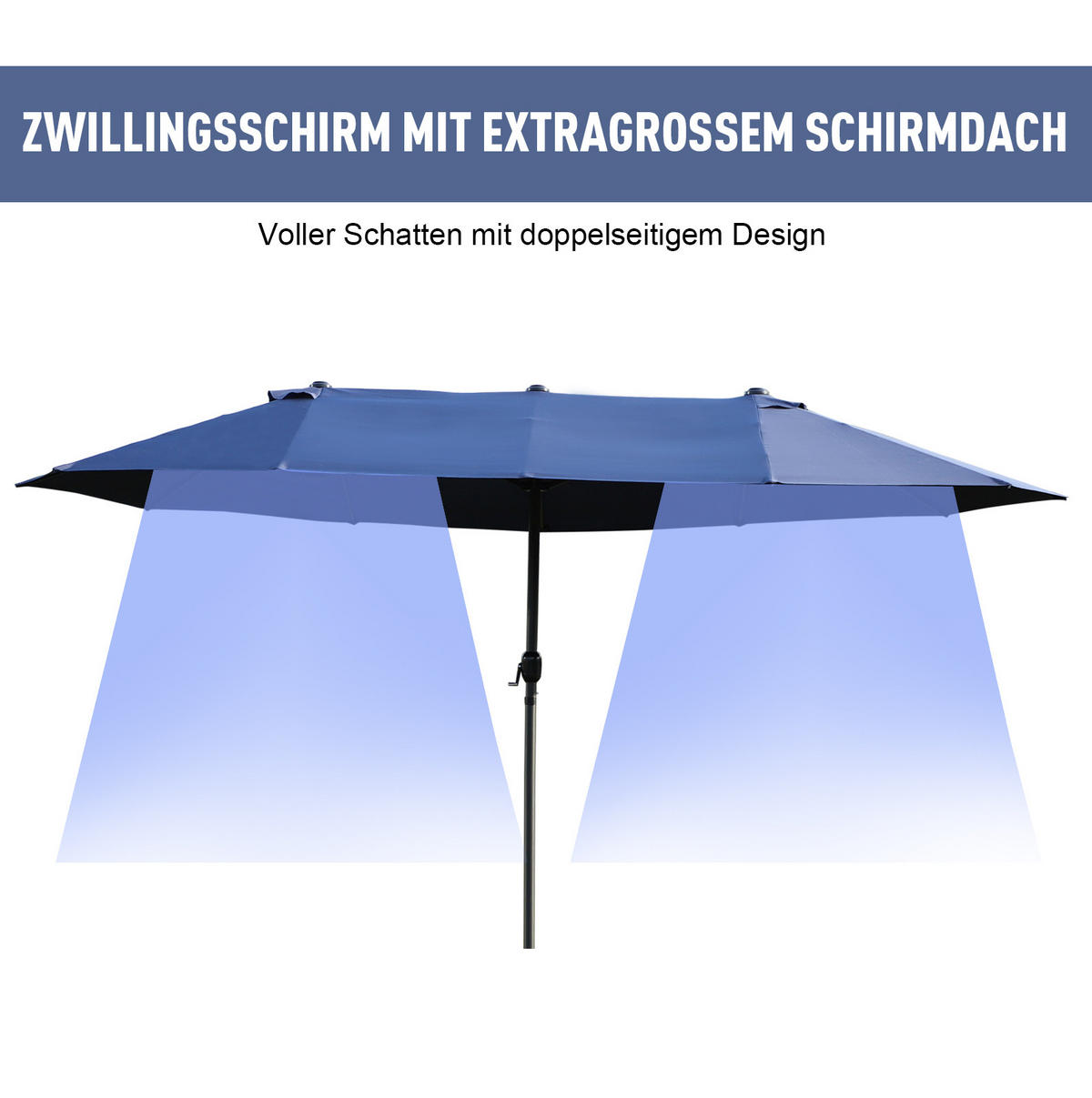 SONNENSCHIRM rund 260 cm in Rot mit Kurbel und Neigefunktion - Rot, Metall (260/260cm) - BEAOK