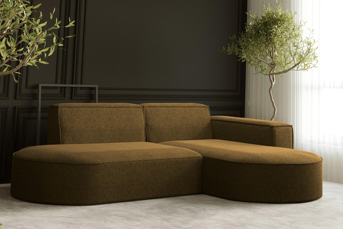ECKSOFA MODENA L STUDIO Stoff Verita Hellbraun Rechts - Hellbraun, Holz (236/165cm) - Kaiser Möbel