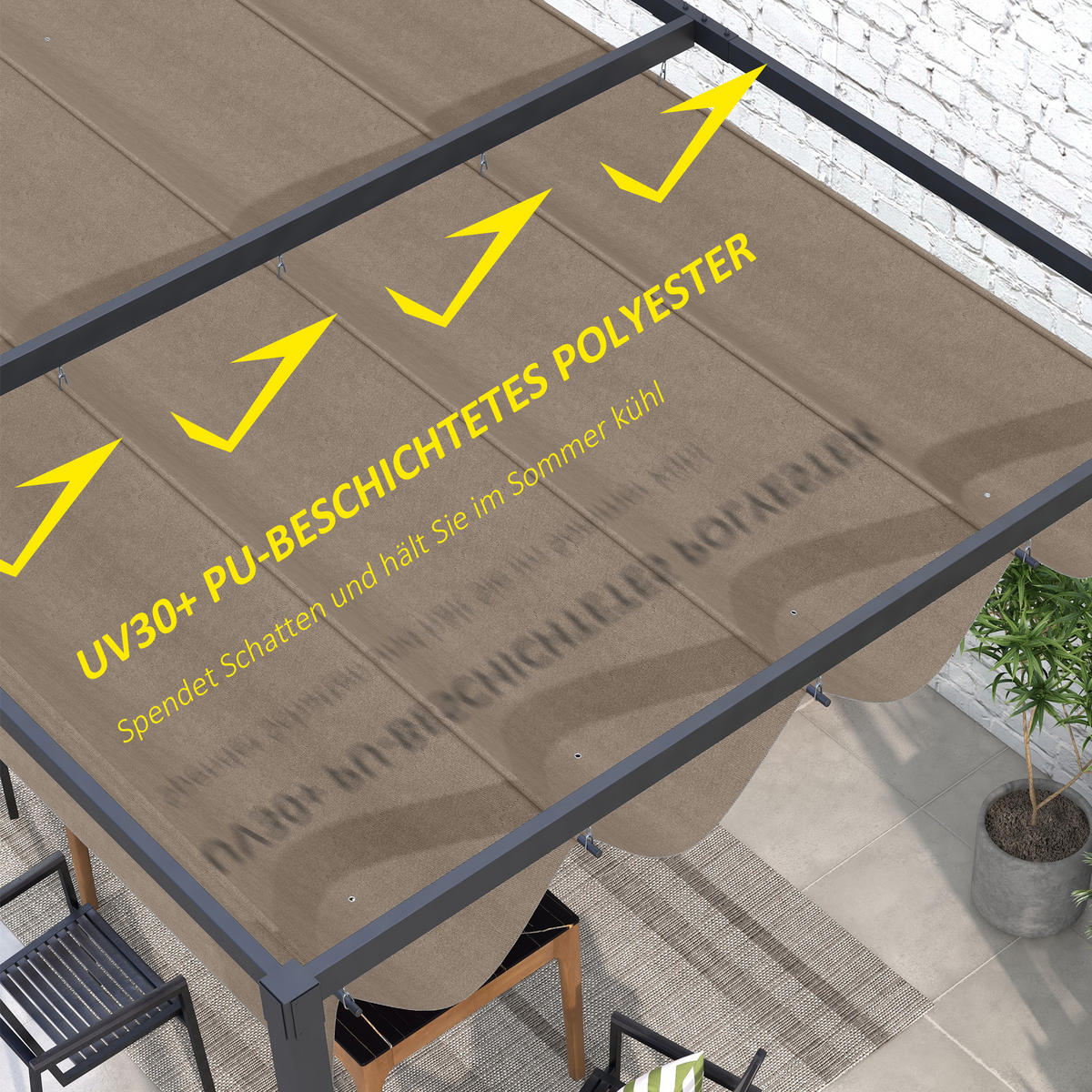 ERSATZDACH für 2,85 x 2 m Gartenpavillon, ausziehbar, einfache Montage, Polyester, Kaffee - Cappuccino, Textil (286/23/245cm)