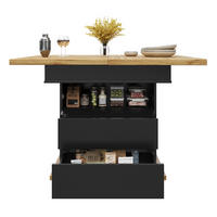 ESSTISCH Ausziehbarer aus MDF mit Stauraum, 110-140/80/75 cm, Schwarz - Schwarz, Holzwerkstoff (110/80/75cm) - Redom