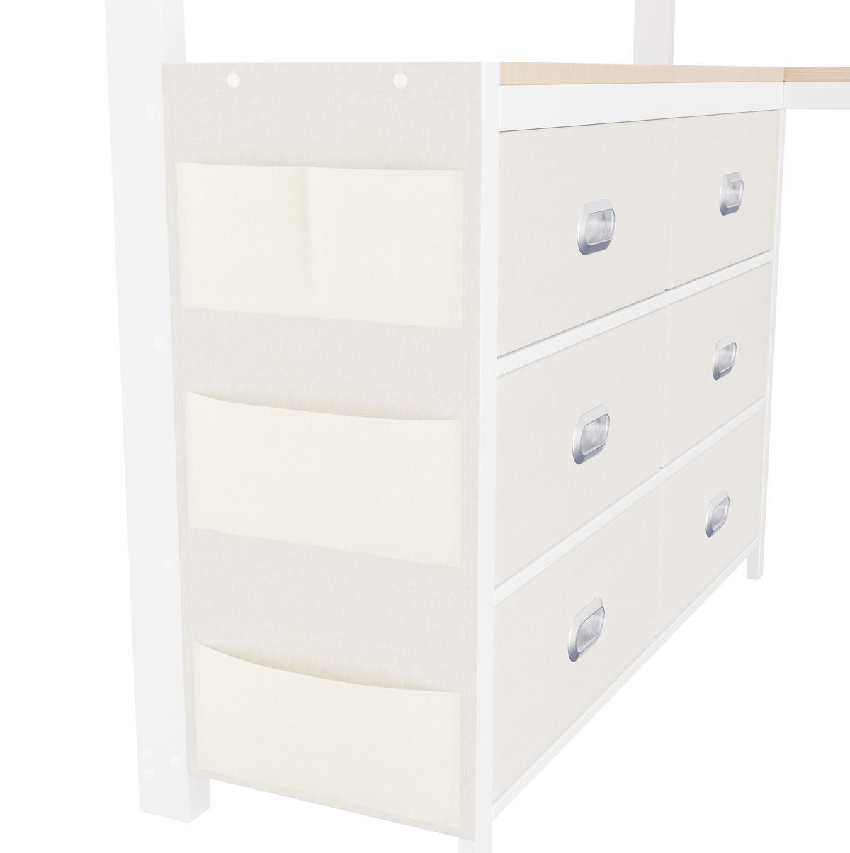 GAMING-HOCHBETT 140x200 cm in Weiß mit Schreibtisch, Schubladen und LED-Beleuchtung - Weiß, Holzwerkstoff (140/200cm) - IVMEU