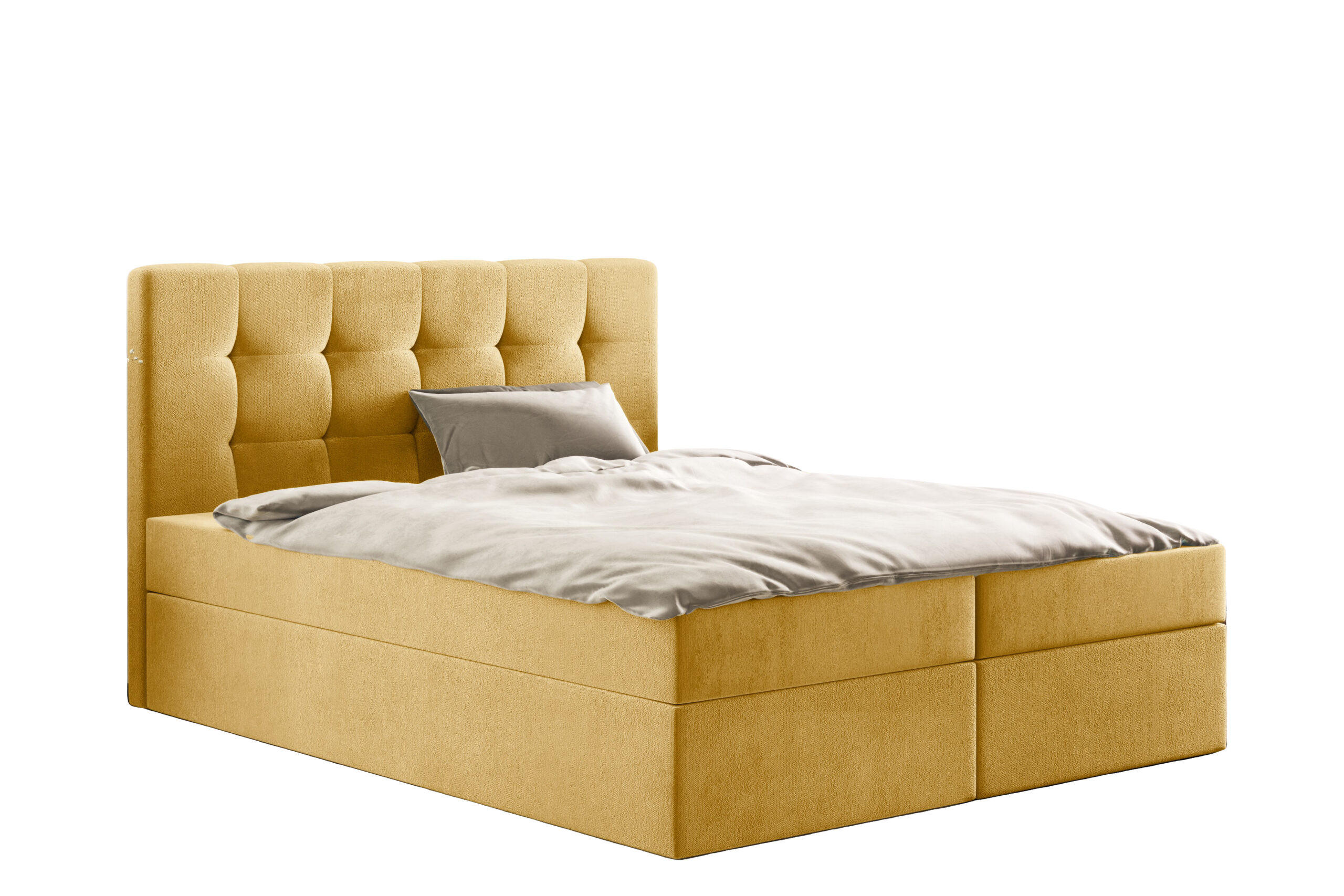 BOXBETT Bettkasten LUDANO Stoff Cosmic Gelb 180x200 cm H2-Pocket - Gelb, Holz (180/200cm) - Kaiser Möbel