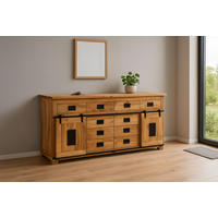 SIDEBOARD LIBRO - Beige/Naturfarben, Akazienholz/Holz (200/90/45cm) - SAM