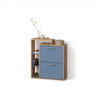 SCHUHKIPPER Ortello Goldkraft Eiche/Blau 80 x 90 cm - Eichefarben/Dunkelblau, Holzwerkstoff (80/90/24.2cm) - Livinity®