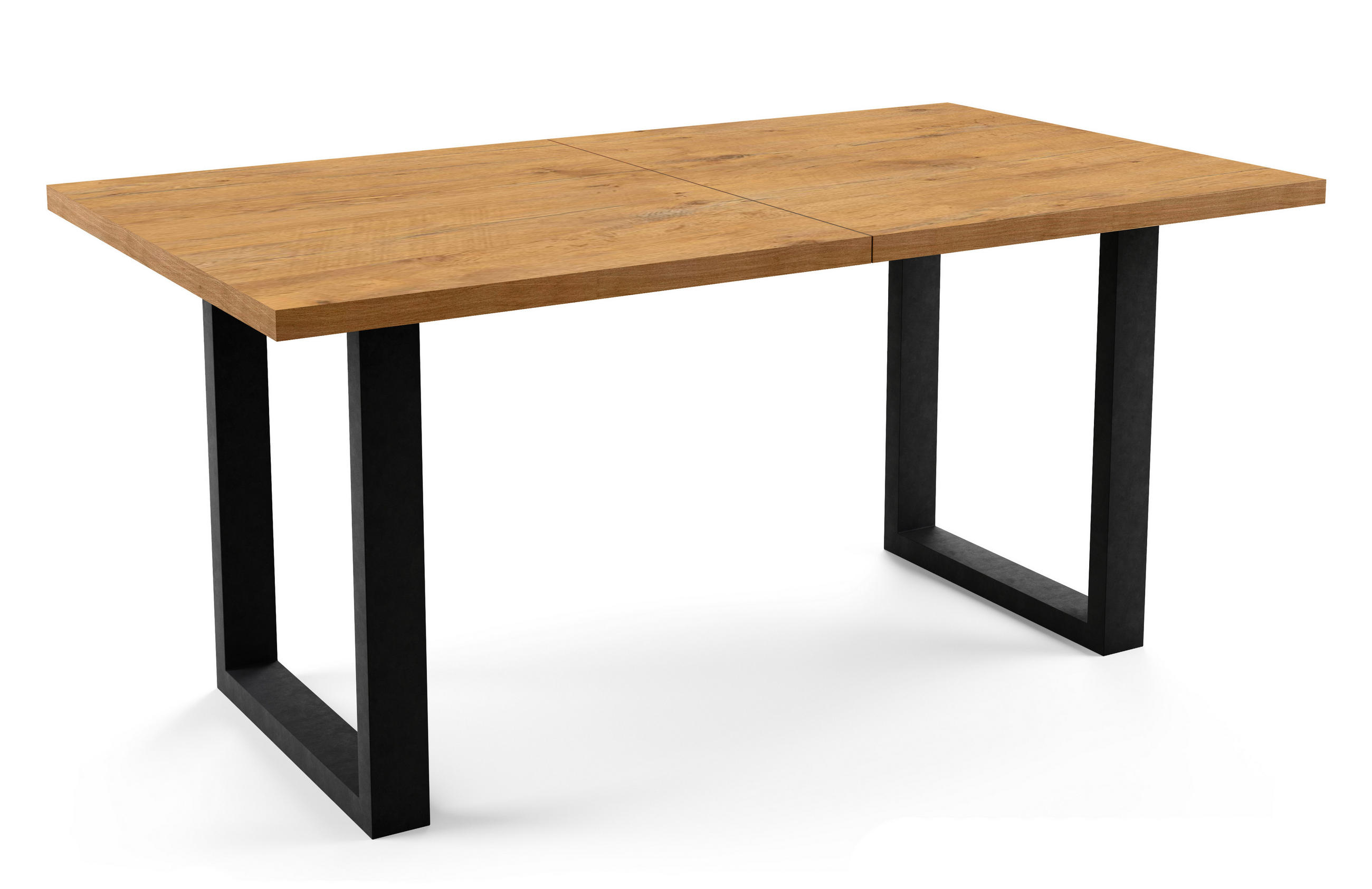 ESSTISCH rechteckiger, ausziehbarer LOFFTI, mit Metallbeinen, Loft-Stil, Industriel, skandinavisch: 80x120/220 cm. Farbe: Eiche Lancelot/Schwarz - Hellbraun, Metall (120/80/76cm) - Dekori_Interiors