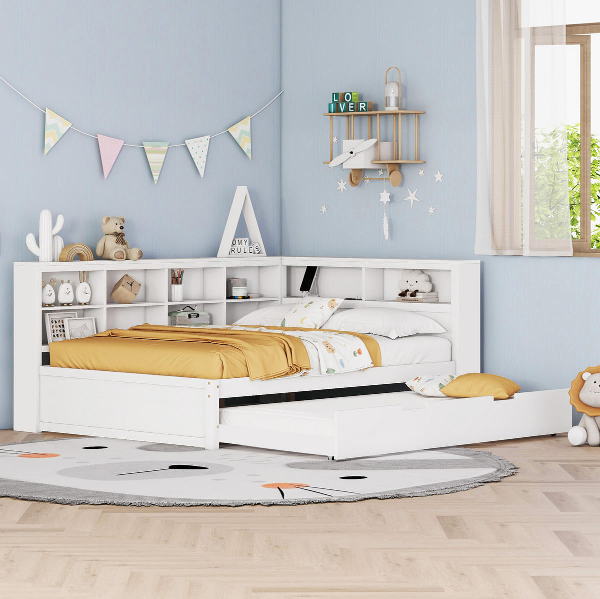 SCHLAFSOFA 140/200 cm mit Ausziehbett 90/190 cm, USB-Anschluss und Stauraum, Weiß - Weiß, Holzwerkstoff (166/92.5/222.5cm) - Redom