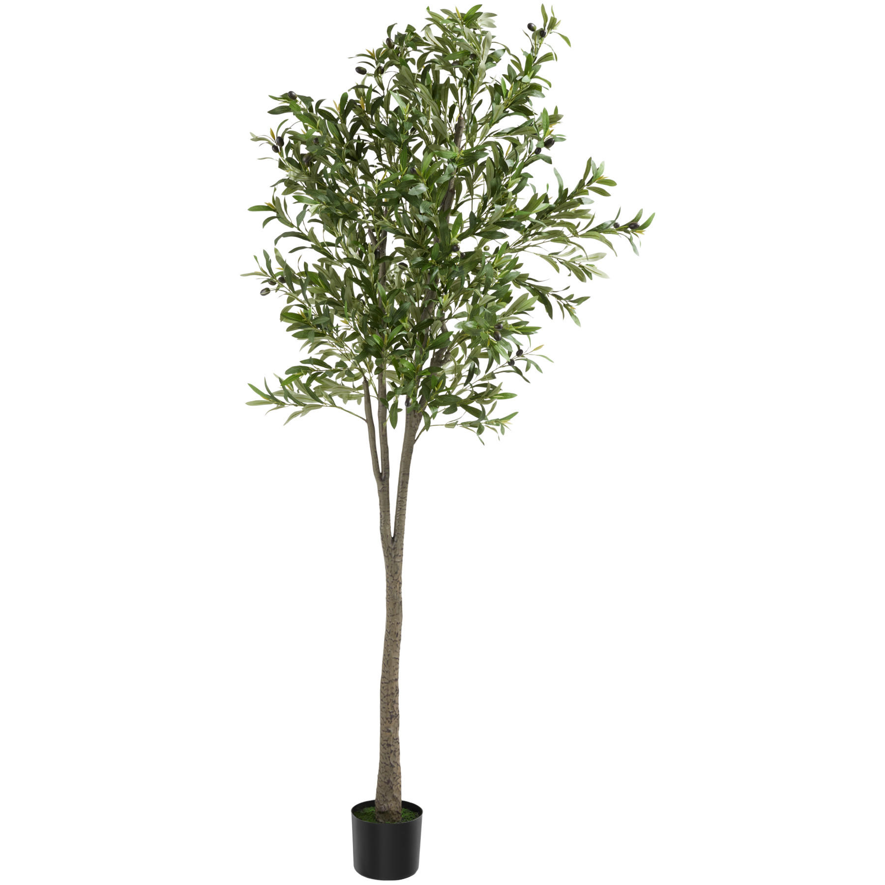 KÜNSTLICHER OLIVENBAUM Oleand, stabiler Kunststoff Blumentopf, grün - Grün, Kunststoff (210cm) - tectake