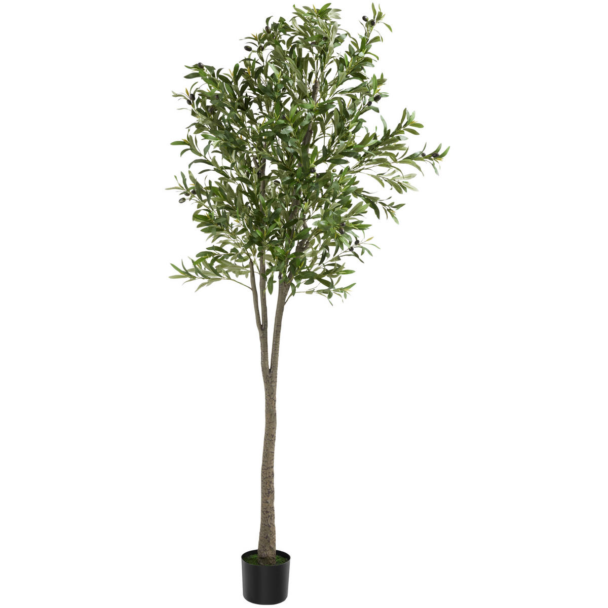 KÜNSTLICHER OLIVENBAUM Oleand, stabiler Kunststoff Blumentopf, grün - Grün, Kunststoff (210cm) - tectake