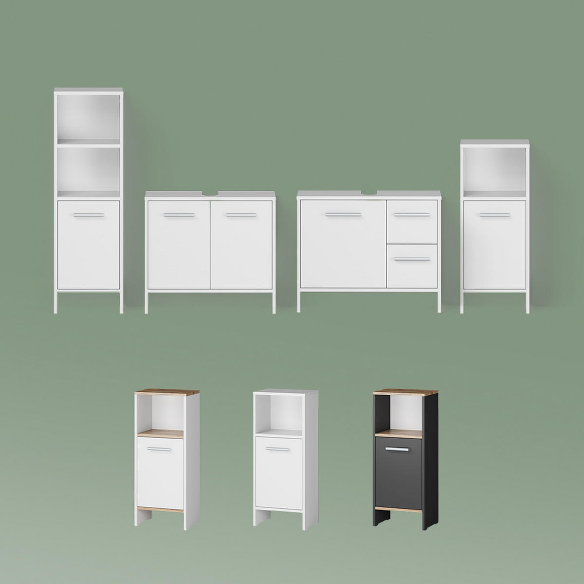 WASCHBECKENUNTERSCHRANK Amalfi Weiß 70.2 x 57 cm mit 2 Schubladen und 1 Tür - Weiß, Holzwerkstoff (70.2/57/27.9cm) - Livinity®