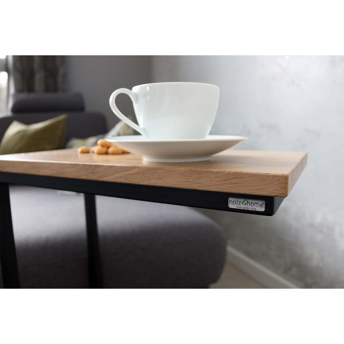 BEISTELLTISCH - Eiche / Metall - 64 x 25 x 67cm - Schwarz/Naturfarben, Holz/Metall (64/25/67cm) - holz4home