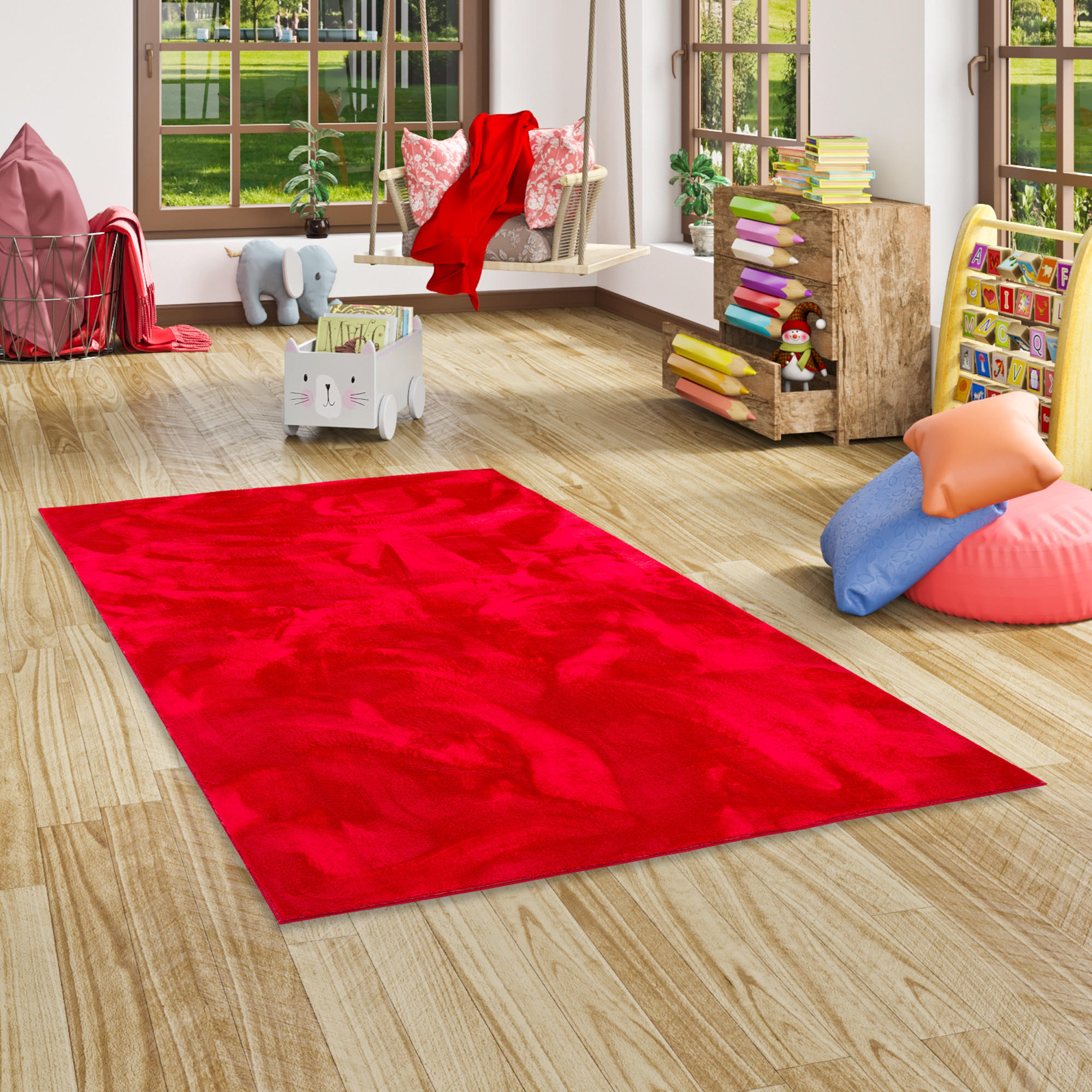 KINDER SUPER SOFT FELLTEPPICH PEARL KIDS - Rot, Textil (140/200cm) - Pergamon