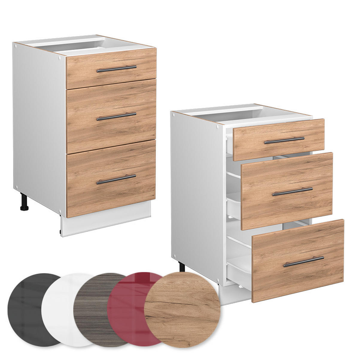 KÜCHENUNTERSCHRANK Fame-Line Goldkraft Eiche 50 cm ohne AP - Honigeiche/Eiche Wotan, Holzwerkstoff (50/82/51.6cm) - Vicco