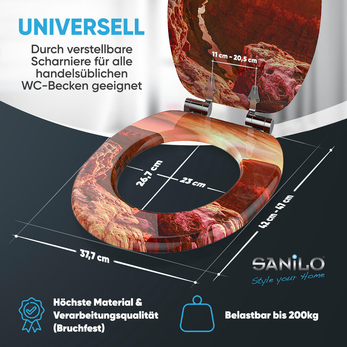 WC-SITZ mit Absenkautomatik Grand Canyon - Orange, Holzwerkstoff (38/6/47cm) - Sanilo