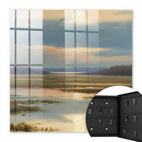 SCHLÜSSELBOX Schwarz 30x30 cm- Türöffnung nach rechts - Landschaft des Friedens - Beige, Metall (30/30/5cm) - TULUP