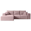 ECKSOFA mit Schlaffunktion und Bettkasten SERRA-L-S - 266x161x87 cm Rosa Cord - Schwarz/Rosa, Holzwerkstoff/Kunststoff (266/161cm) - ALTDECOR