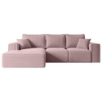 ECKSOFA mit Schlaffunktion und Bettkasten SERRA-L-S - 266x161x87 cm Rosa Cord - Schwarz/Rosa, Holzwerkstoff/Kunststoff (266/161cm) - ALTDECOR