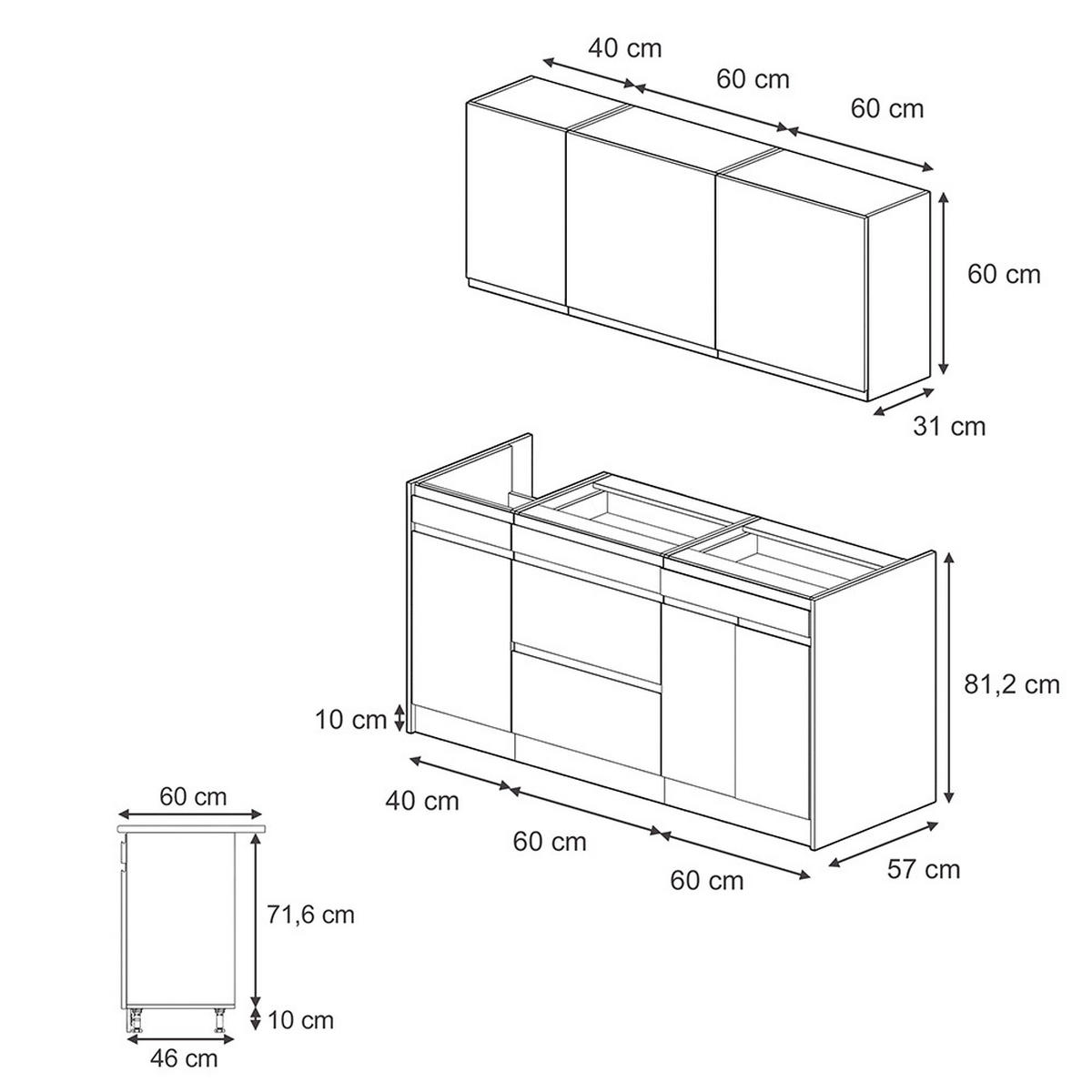 SINGLEKÜCHE R-Line, Pastellgrün/Weiß, 160 cm Arbeitsplatte Satin - Pastellgrün/Weiß, Holzwerkstoff (160/81.6/60cm) - Vicco