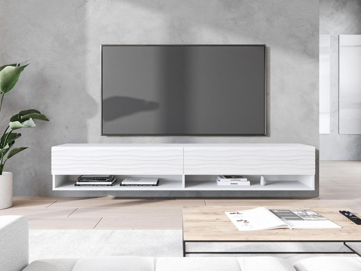 TV-LOWBOARD A180 MDF - Alufarben/Weiß, Holzwerkstoff/Kunststoff (180/30/33cm) - MIRJAN24