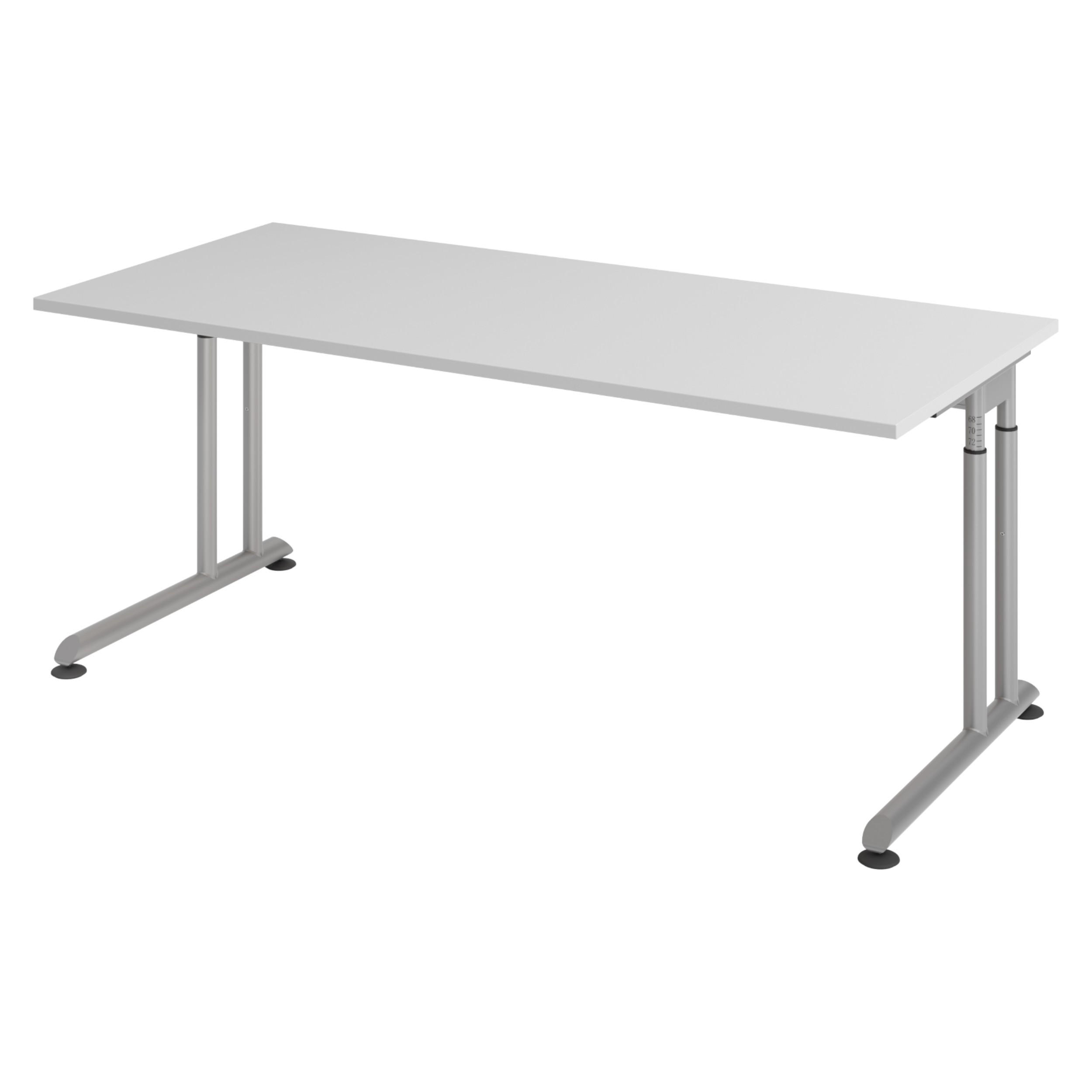 SCHREIBTISCH Serie-Z 80/180/74 cm in Grau/Silberfarben - Silberfarben/Grau, Holzwerkstoff (80/180/74cm) - bümö