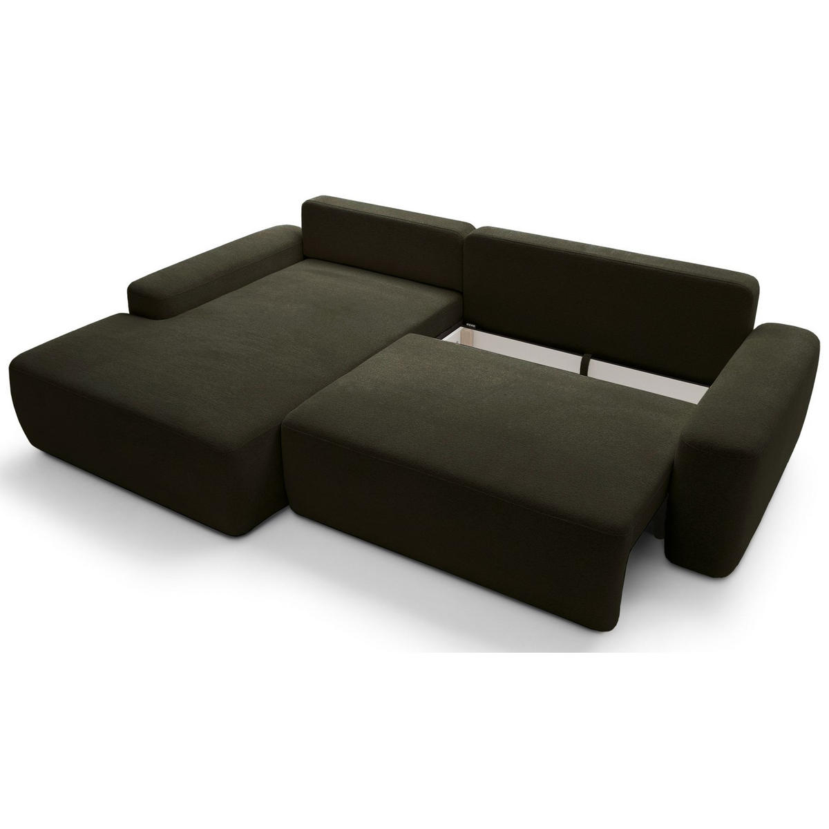 ECKSOFA Baleo Olivgrün Chenille-Bezug - Schwarz/Olivgrün, Kunststoff/Textil (264/162cm) - Selsey