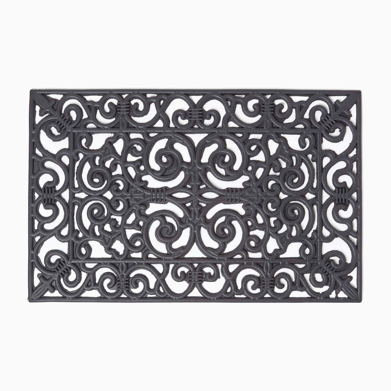 FUSSMATTE Ornament, Gummi 45/70 cm - Schwarz, Naturmaterialien (45/70cm) - Homescapes