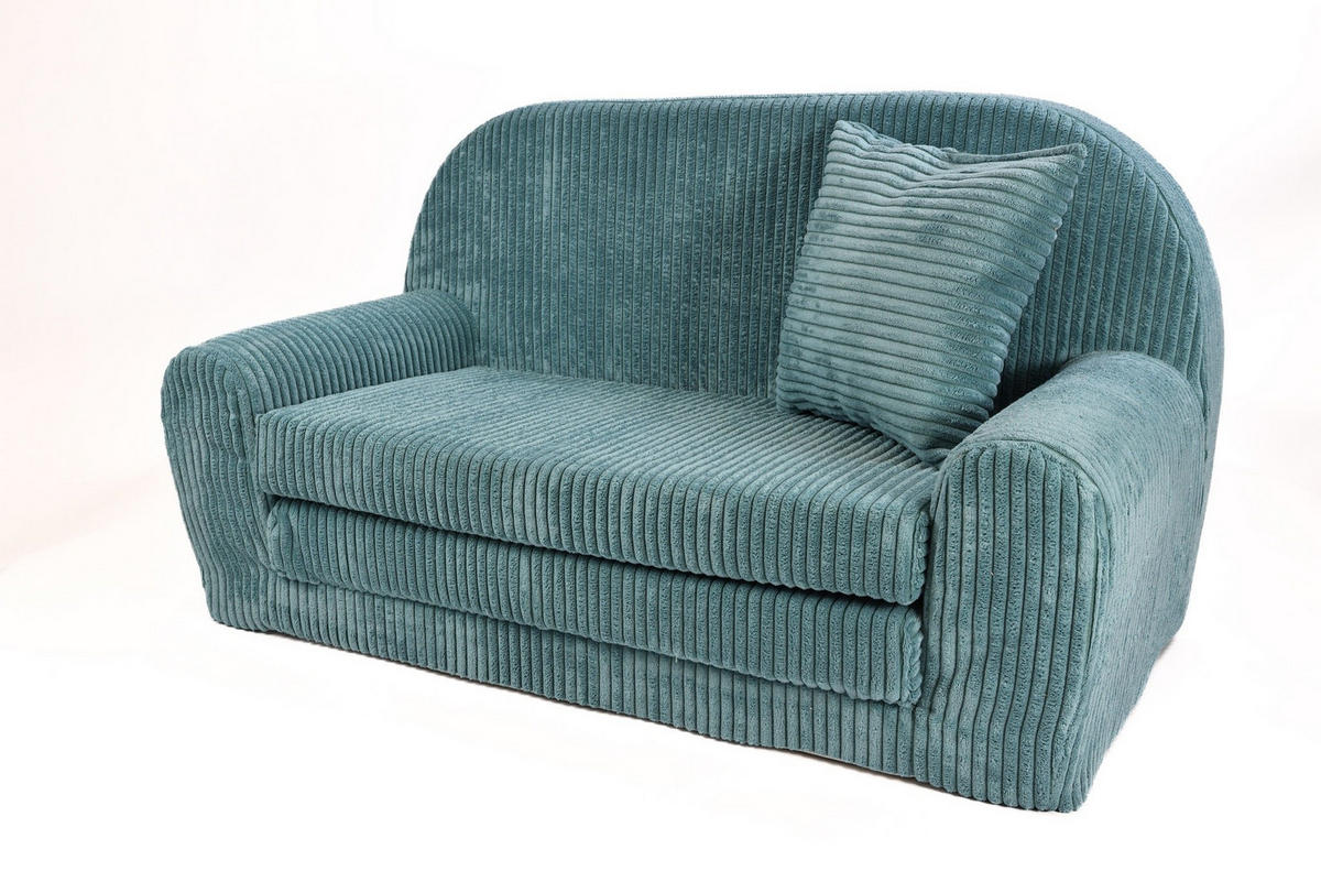 KINDERSOFA MINI aus Kuschel-Cord in Türkis - Türkis, Textil (78/45/40cm) - Fortisline