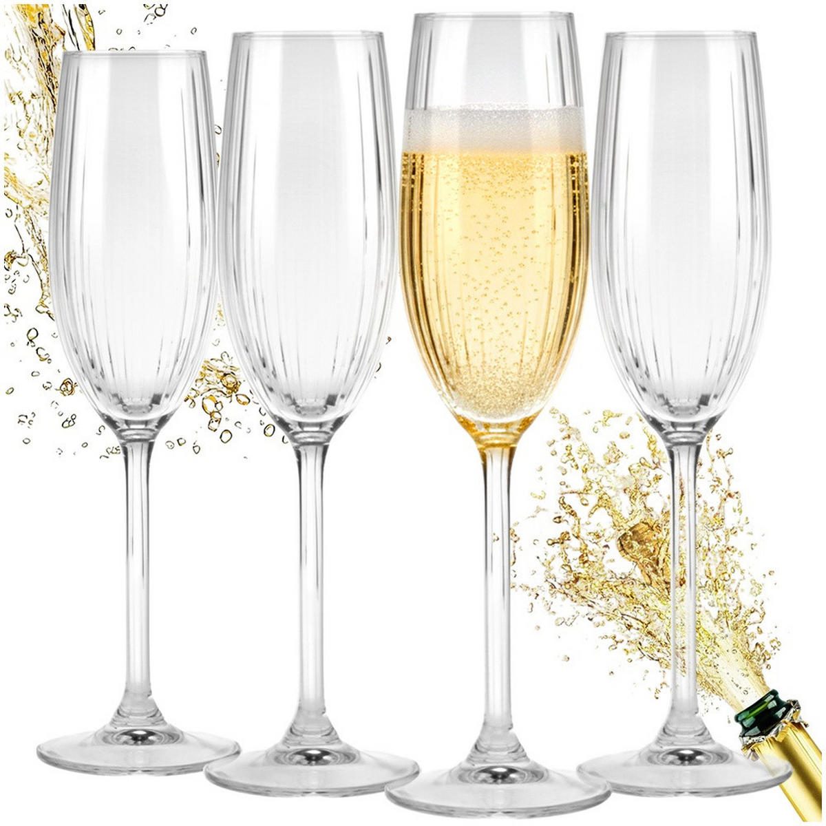 CHAMPAGNERGLÄSER 4er-Set Transparent 210 ml 4,5/4,5/23 cm - Transparent, Glas - Excellent Houseware