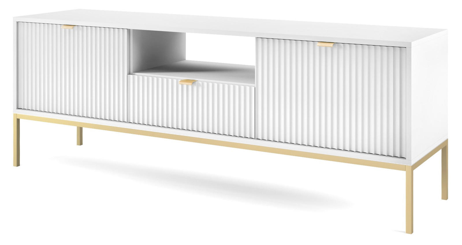 LOWBOARD Kioto RTV 154 cm in Weiß mit goldenen Füßen - Goldfarben/Weiß, Holzwerkstoff/Metall (154/56/39cm) - Ravio