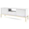 LOWBOARD Kioto RTV 154 cm in Weiß mit goldenen Füßen - Goldfarben/Weiß, Holzwerkstoff/Metall (154/56/39cm) - Ravio