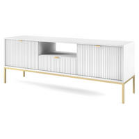 LOWBOARD Kioto RTV 154 cm in Weiß mit goldenen Füßen - Goldfarben/Weiß, Holzwerkstoff/Metall (154/56/39cm) - Ravio