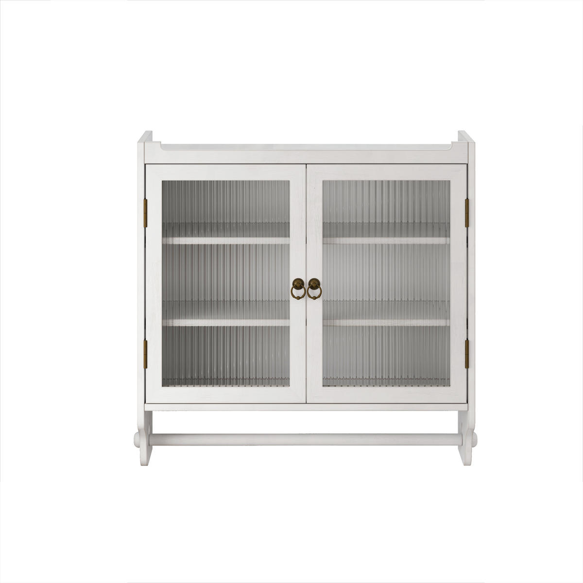 KÜCHENOBERSCHRANK 60/18/63 cm mit Glasfront und 2 Türen in Weiß gewischt - Weiß, Holz (63/60/18cm) - BEAOK
