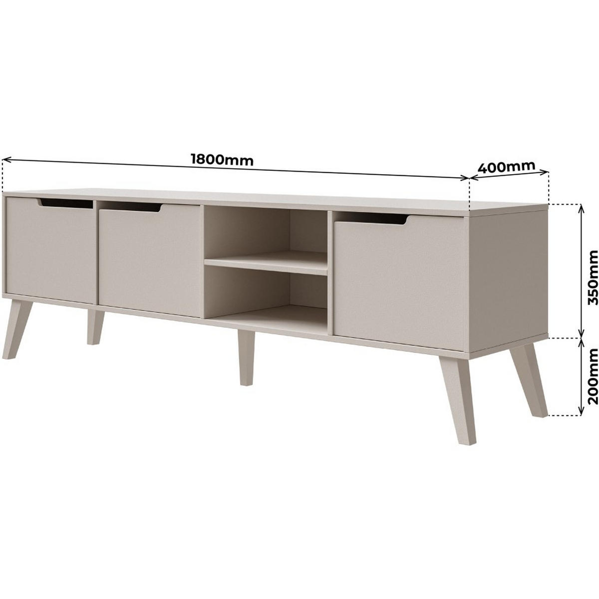 LOWBOARD Norel mit 3 Türen, 180 cm, Kaschmir - Kaschmir, Holz/Holzwerkstoff (180/55/40cm) - Beautysofa