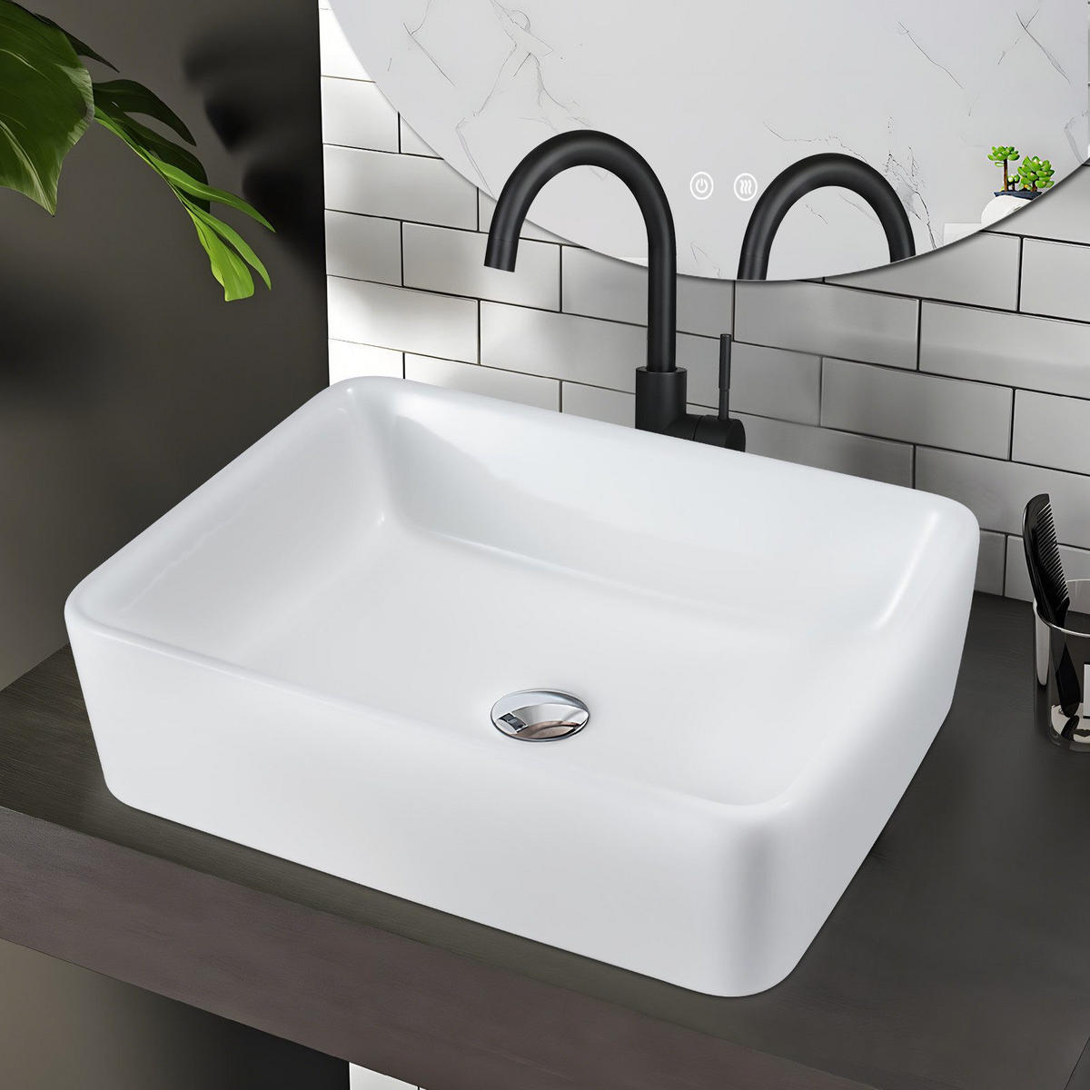 WASCHBECKEN Barrett II 40/30/13cm - Weiß, Keramik (30/13/40cm) - Nettlife