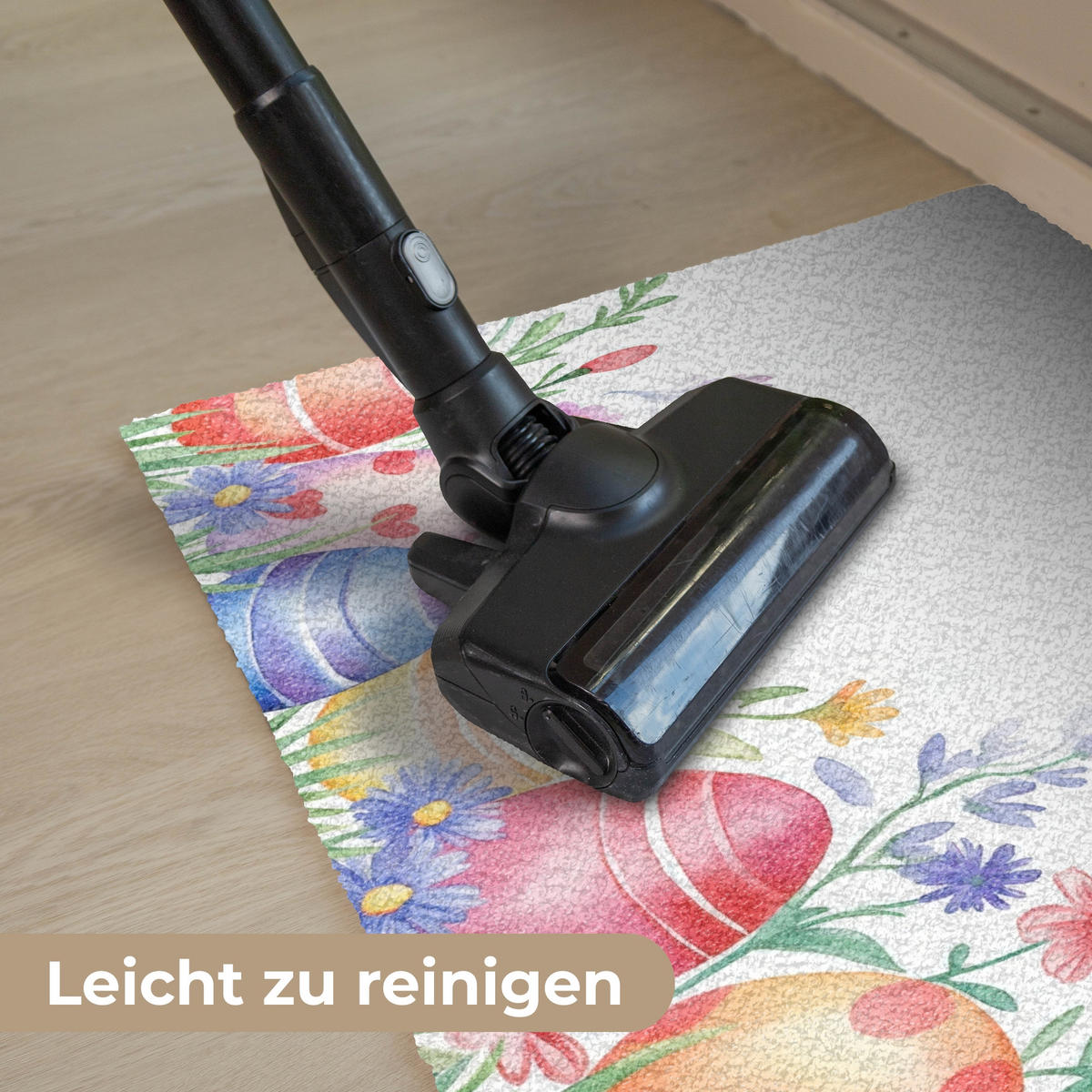 FUSSMATTE Blumengarten - Bunt - Eier 60x40 cm - Multicolor/Weiß, Kunststoff (40/60cm) - MuchoWow